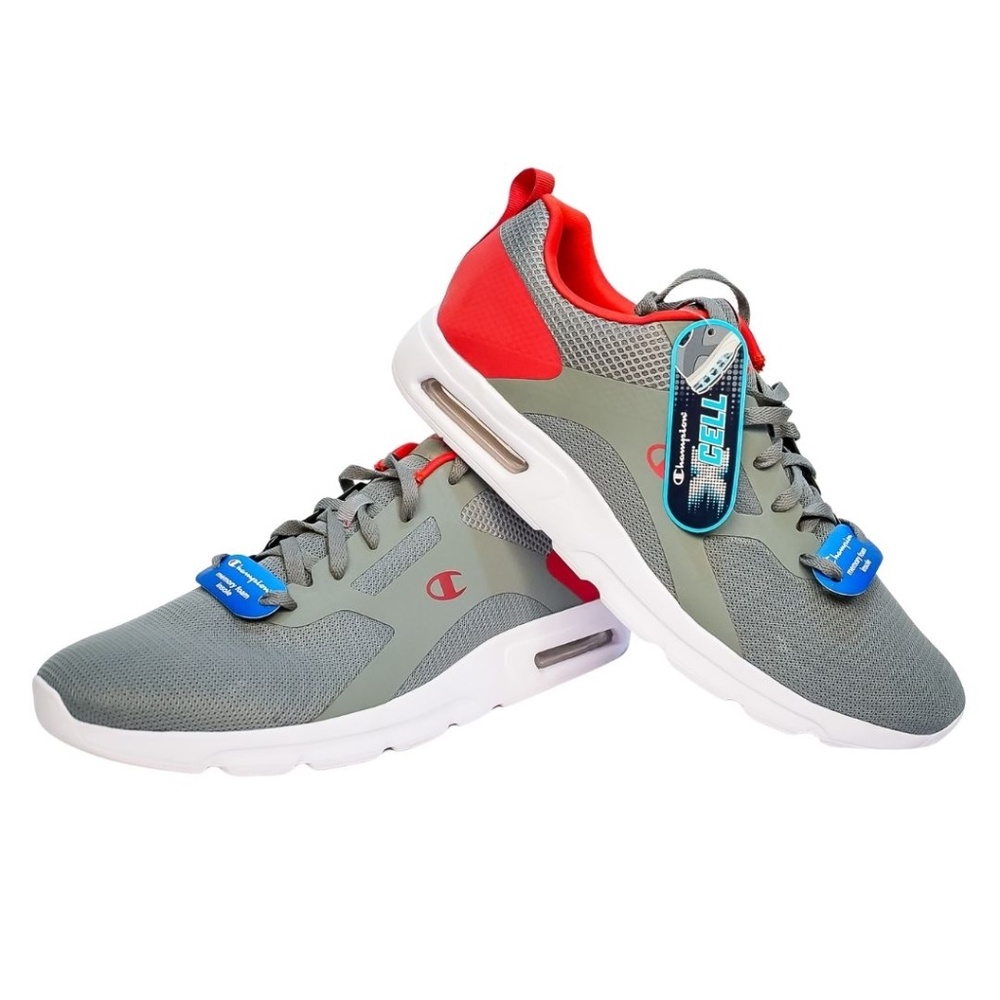 Champion Men’s Athletic Sneakers Memory Foam Insole Gray Red NWT